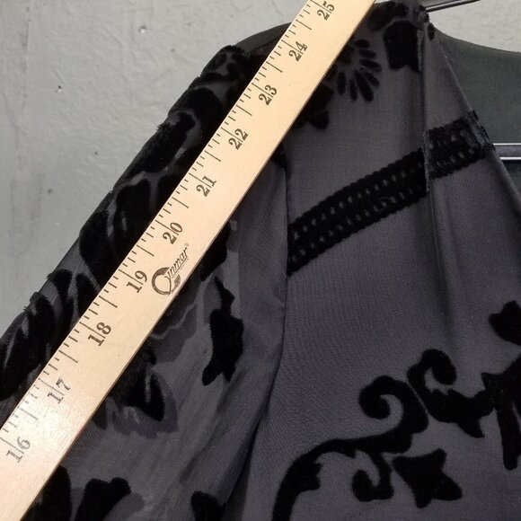 STARING AT STARS Mini Dress Sm Black Velvet Burnout Floral Sheer Net Lined Roses - Picture 12 of 13